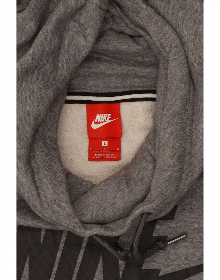 NIKE Womens Graphic Oversized Hoodie Jumper UK 16 Large Grey Cotton Vintage Nike and Second-Hand Nike from Messina Hembry 