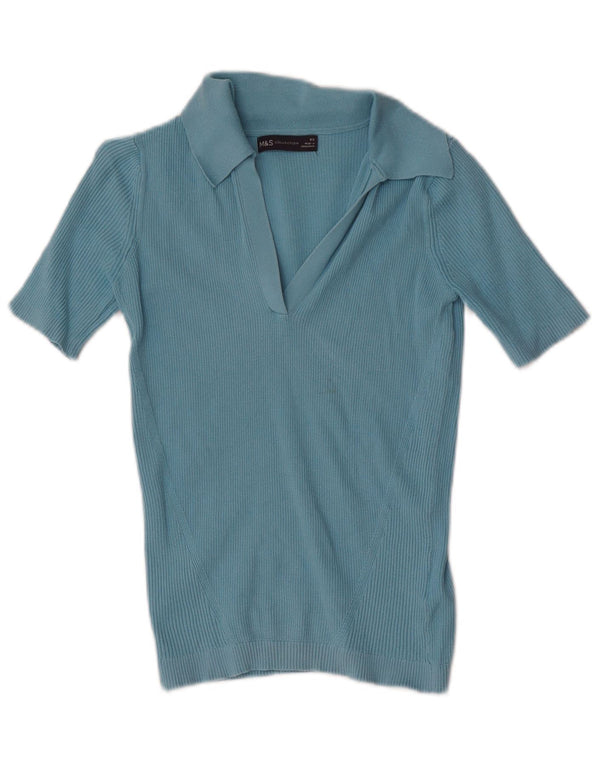 Camisa polo feminina Marks & Spencer UK 4 XS azul algodão