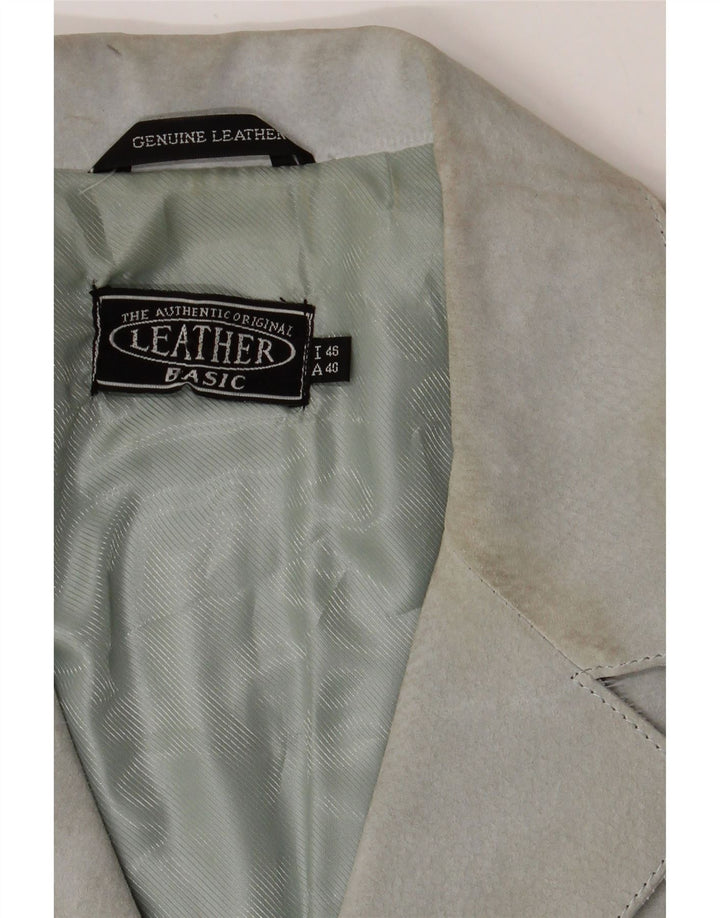 VINTAGE Womens Suede Overcoat IT 46 Large Green Leather Vintage Vintage and Second-Hand Vintage from Messina Hembry 