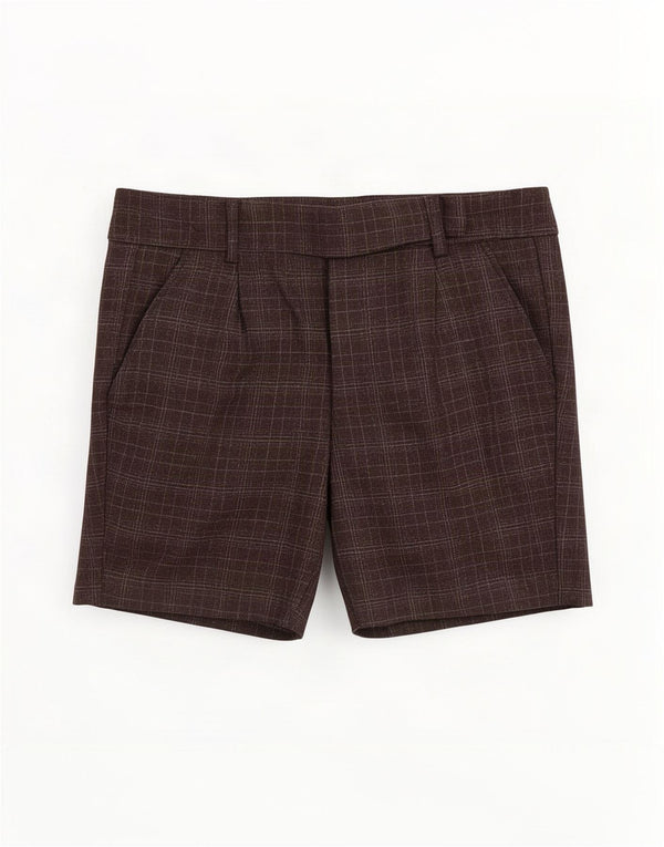 Shorts Chino feminino Benetton IT 38 XS W28 cinza xadrez lã