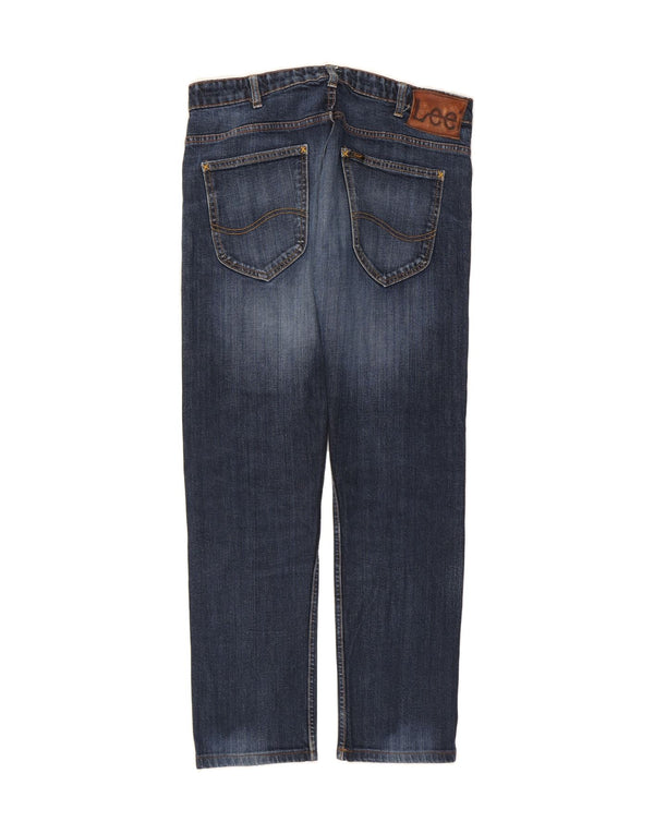 Calça jeans feminina LEE Powell Straight W34 L30 azul marinho algodão