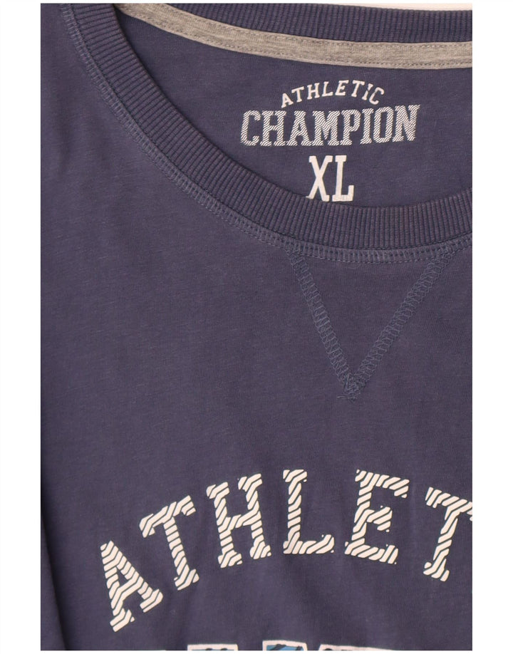 Campeão Mens Gráfico Top Manga Longa XL Azul