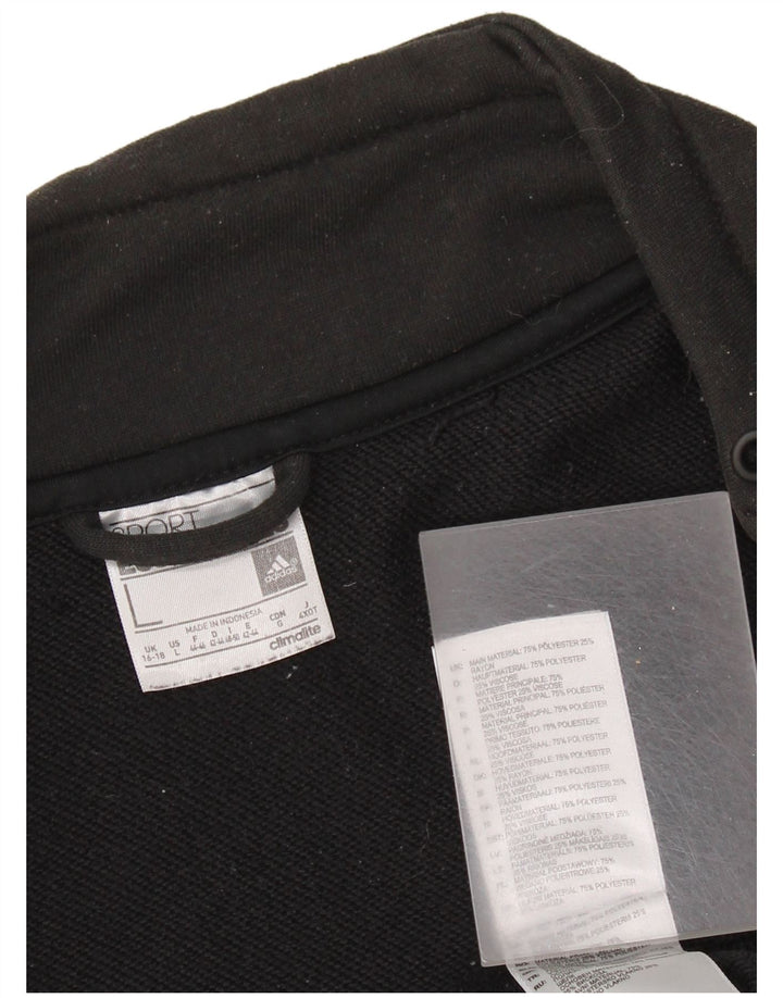 Adidas Womens Climalite Tracksuit Top Jacket UK 16/18 Grande Preto Poliéster
