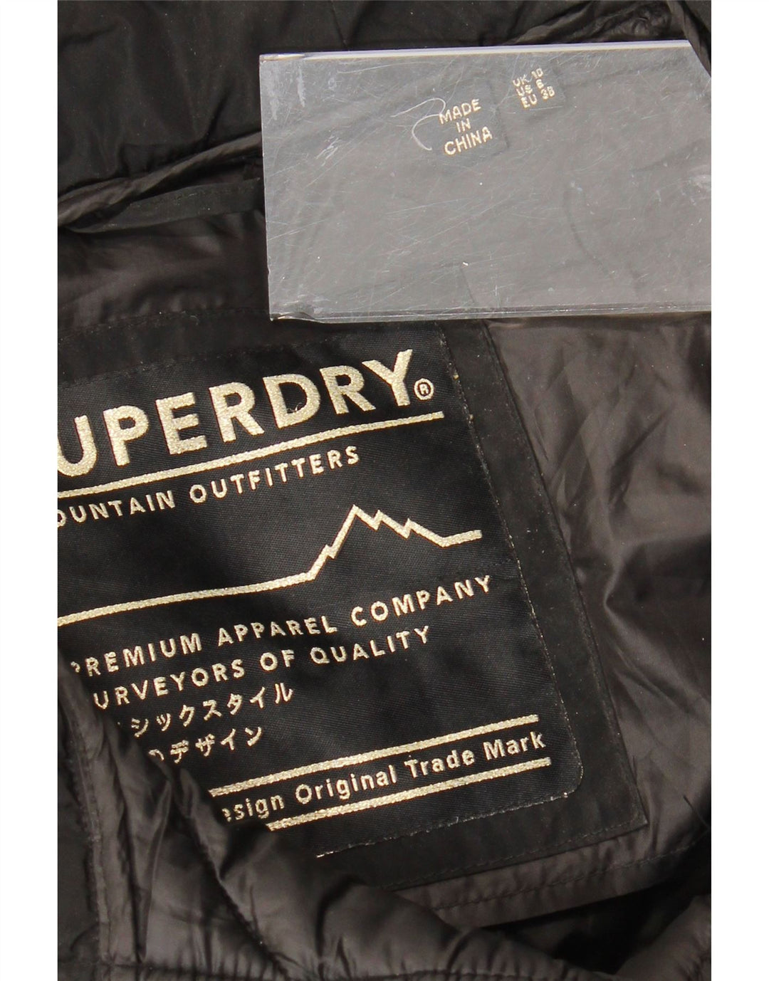 Casaco acolchoado com capuz feminino SUPERDRY UK 10 pequeno poliéster preto