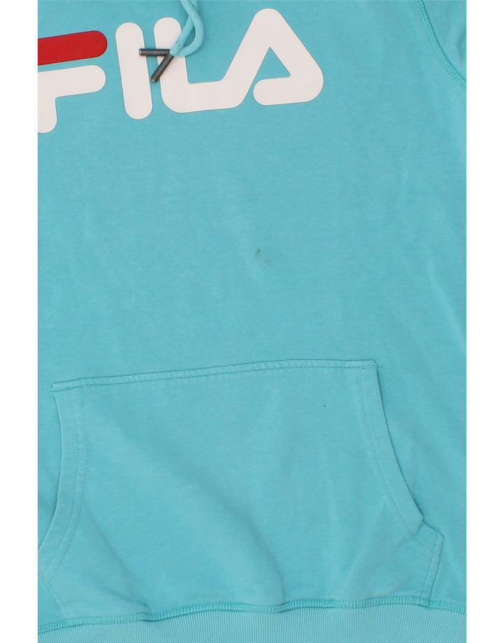FILA Mens Graphic Hoodie Jumper XS Blue Cotton Vintage Fila and Second-Hand Fila from Messina Hembry 