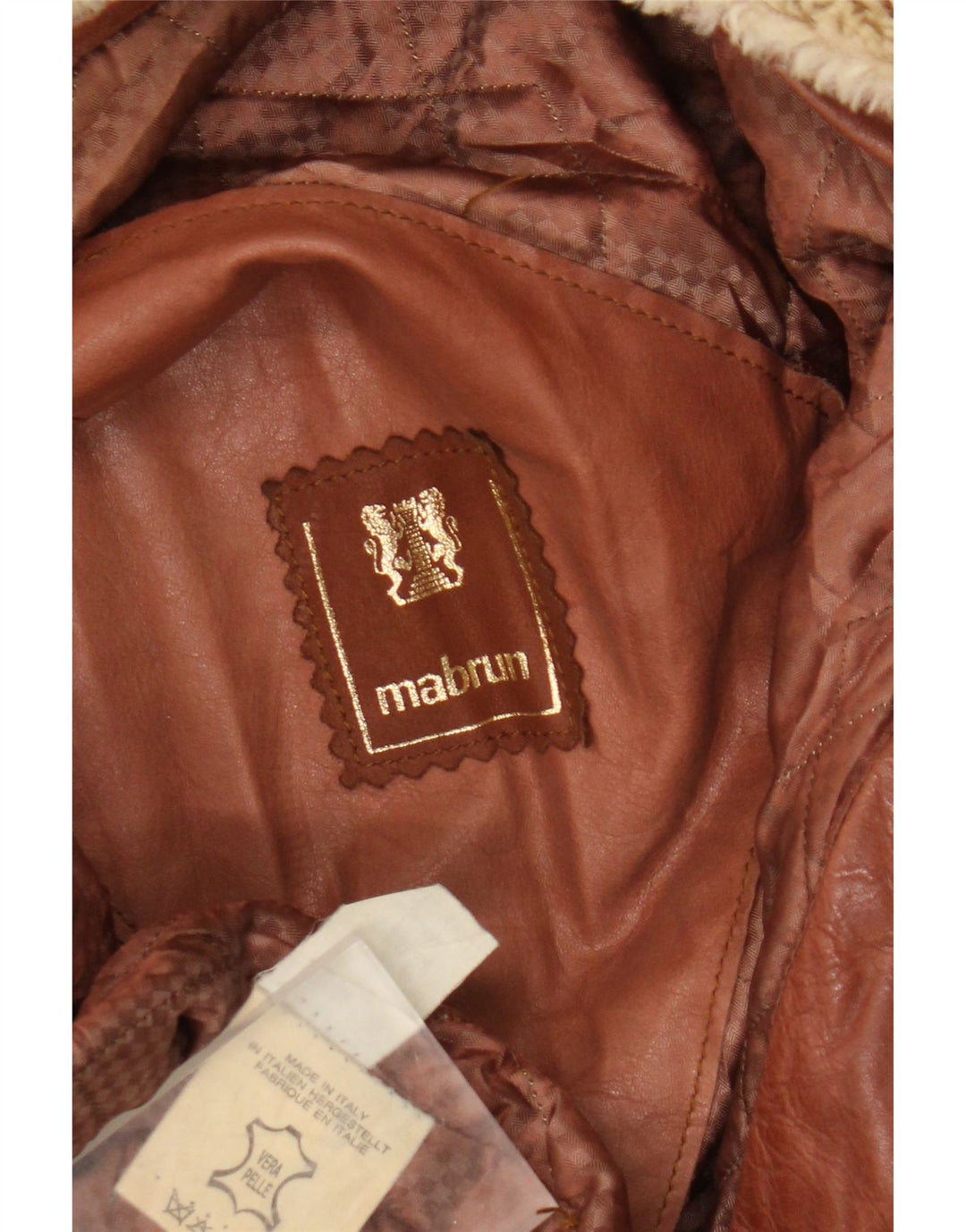 Jaqueta de couro militar masculina Mabrun IT 54 2XL couro marrom