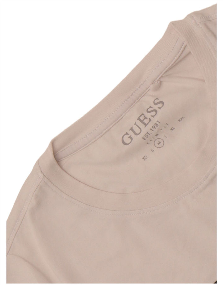 Guess Camiseta masculina slim fit gráfica top médio branco