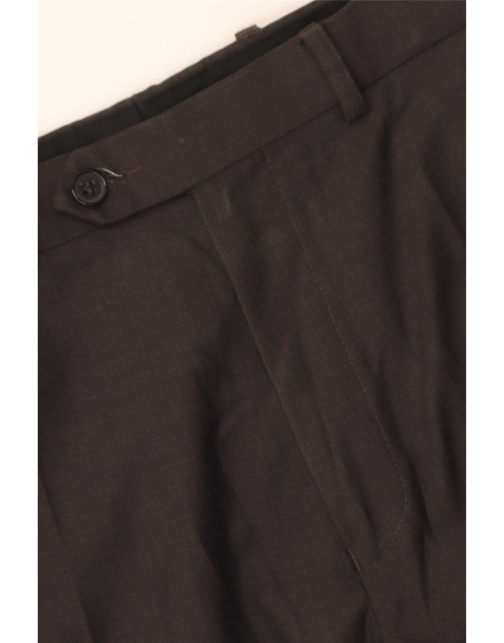 Calça masculina de terno reto Marks & Spencer W36 L31 lã cinza