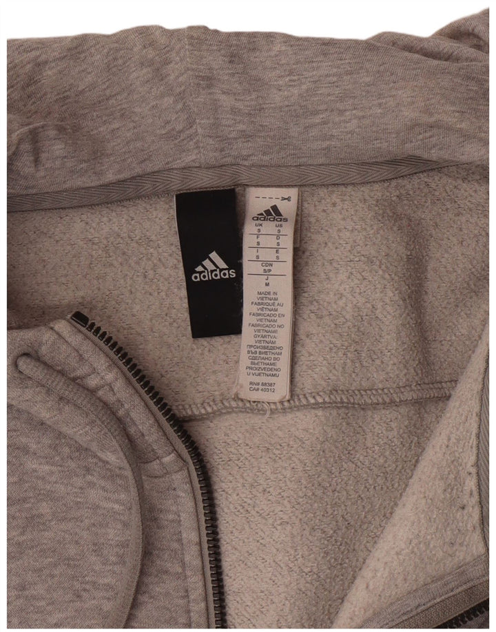 ADIDAS Suéter masculino com capuz e zíper pequeno cinza colorblock algodão