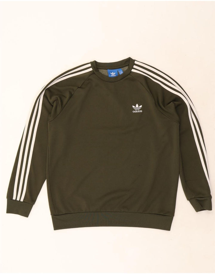 Adidas Mens Moletom Jumper Grande Poliéster Cáqui