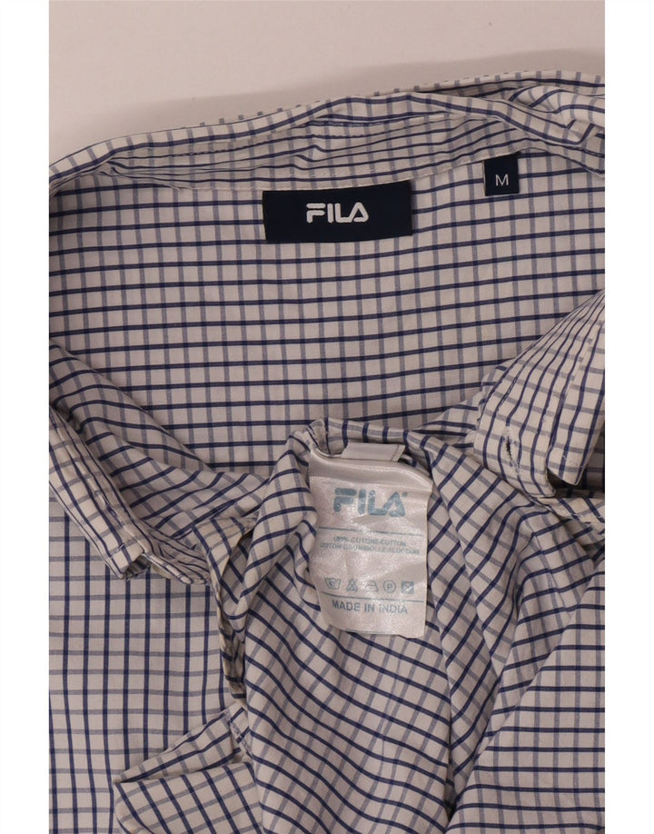 Camisa masculina Fila de algodão xadrez azul médio