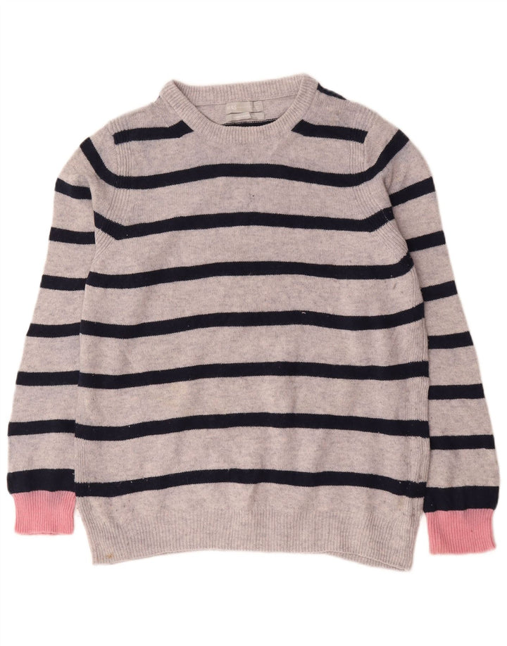 Suéter feminino Marks & Spencer com gola redonda e listrado cinza grande UK 16