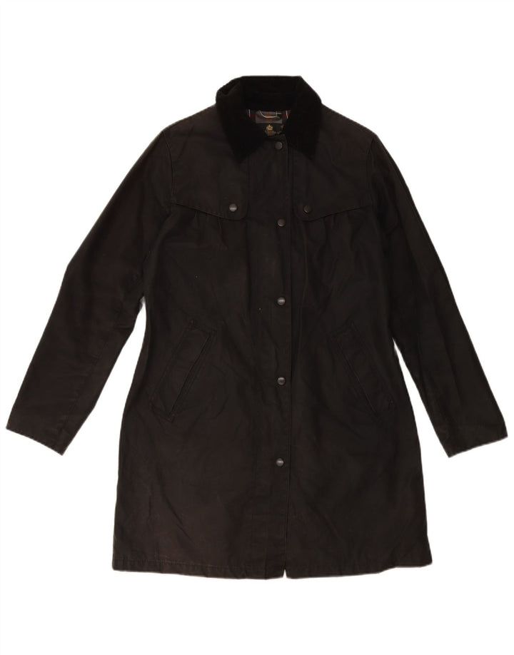 Sobretudo feminino grande de algodão encerado BARBOUR Reino Unido 10 pequeno algodão preto