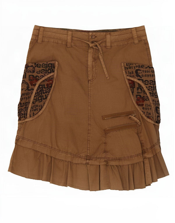 Saia Cargo Feminina Desigual EU 44 XL W36 Algodão Cáqui