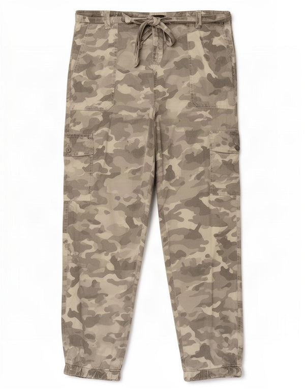 Calça cargo feminina Marks & Spencer Reino Unido 14 grande W32 L28 cinza camuflagem