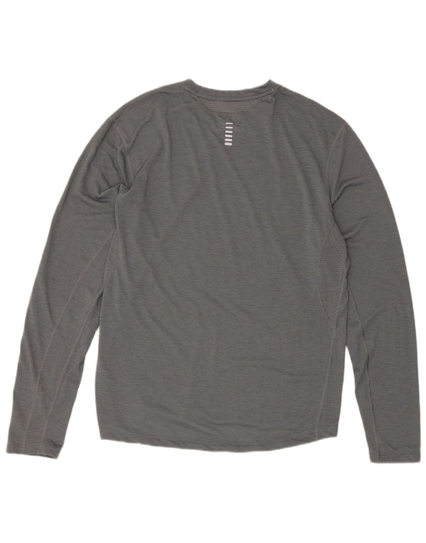 Under Armour Mens Fitted Running Top Manga Longa Grande Cinza Esportes