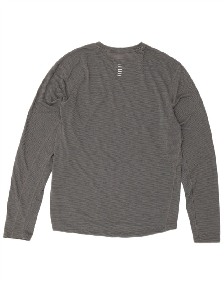 Under Armour Mens Fitted Running Top Manga Longa Grande Cinza Esportes