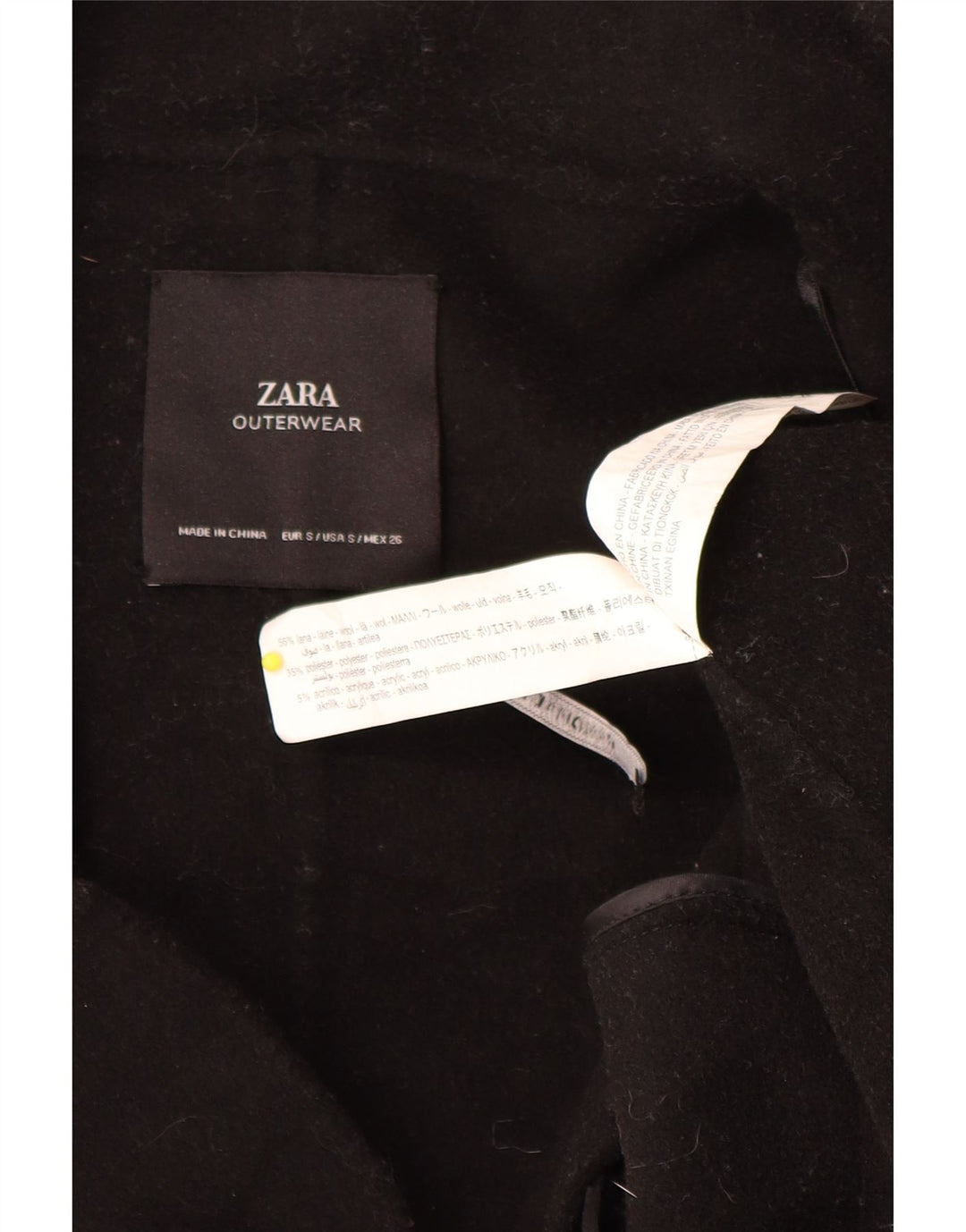 Zara Casaco feminino oversized com peito duplo Reino Unido 10 pequeno lã preta
