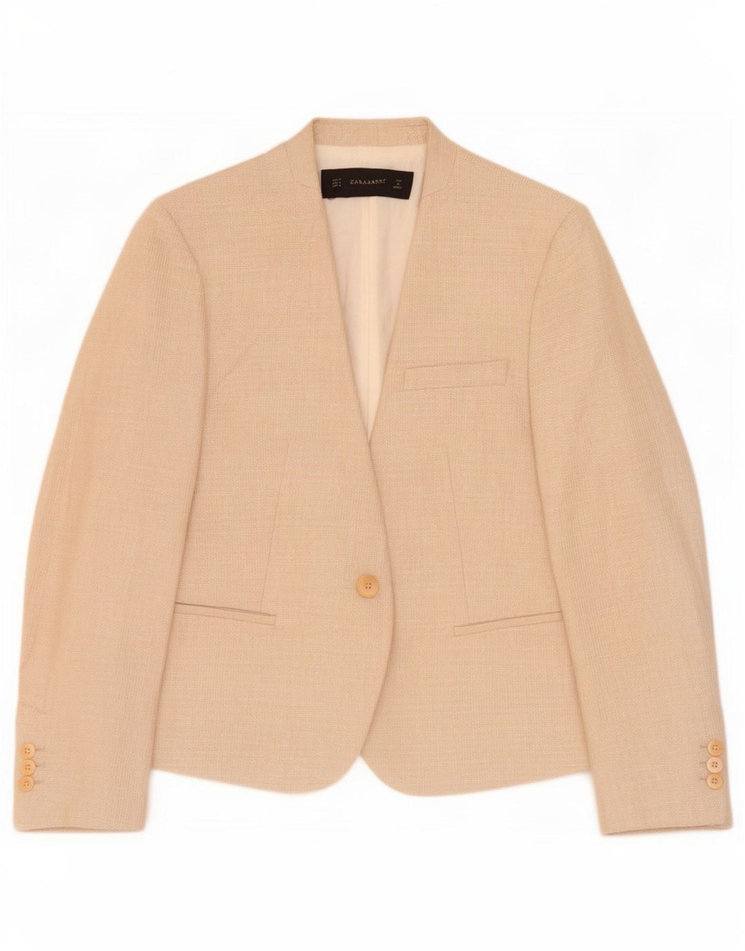 Jaqueta blazer feminina Zara com 1 botão Reino Unido 12 médio bege