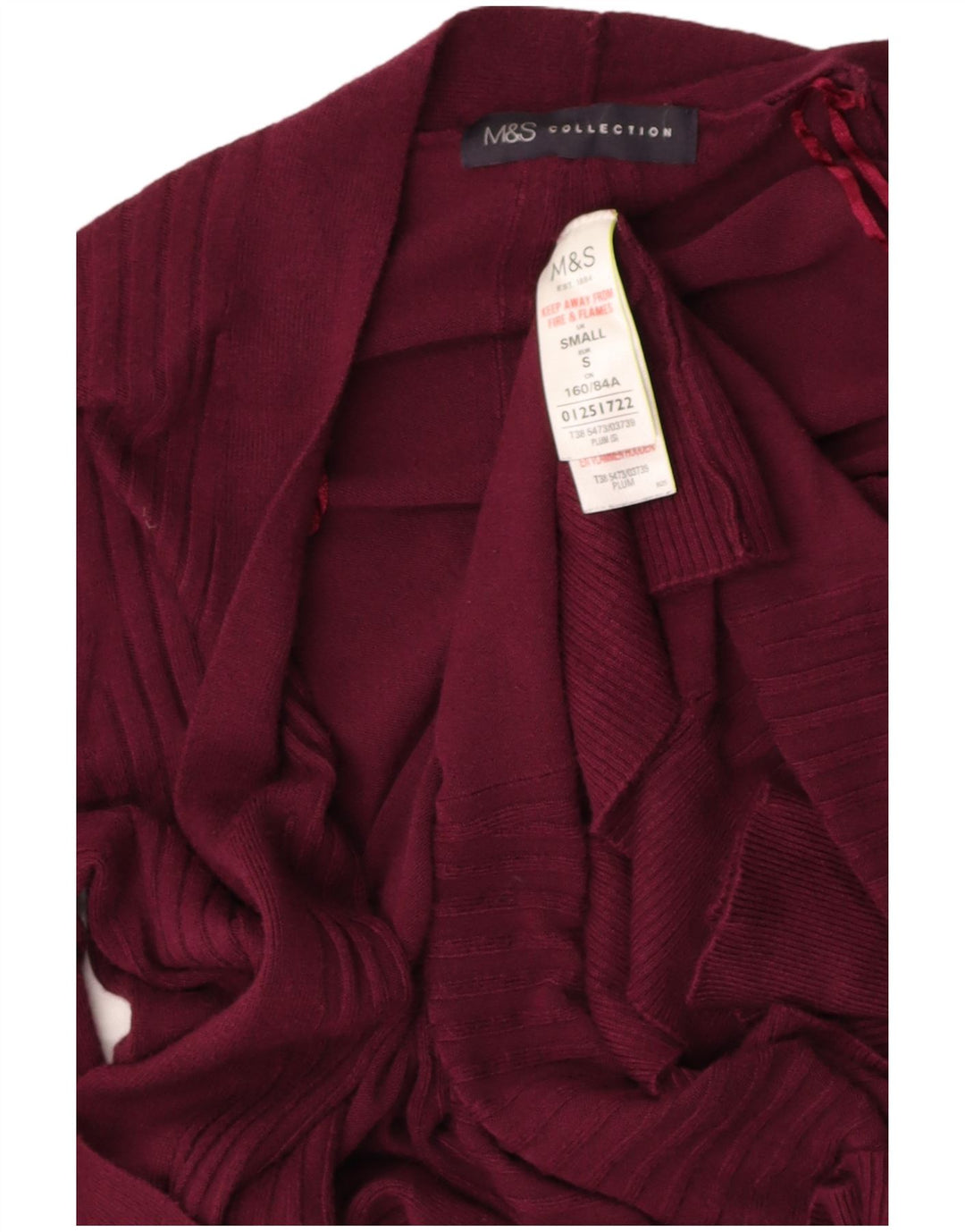 MARKS & SPENCER Womens Open Cardigan Sweater UK 10 Small Maroon Viscose