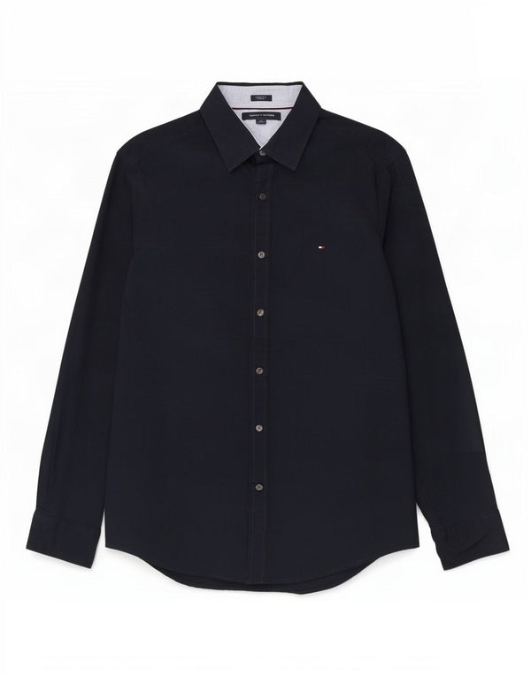 Camisa masculina Tommy Hilfiger grande algodão azul marinho