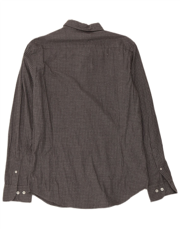 Camisa masculina Massimo Dutti algodão geométrico cinza médio