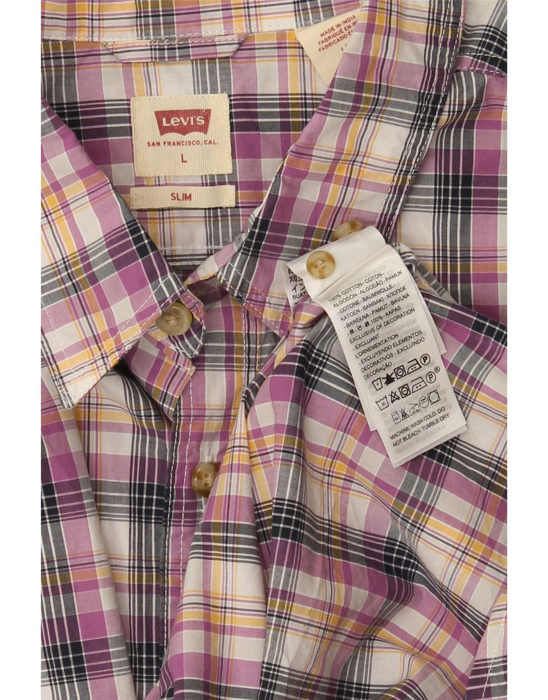 Camisa Slim Masculina Levi's Grande Algodão Xadrez Multicolorido