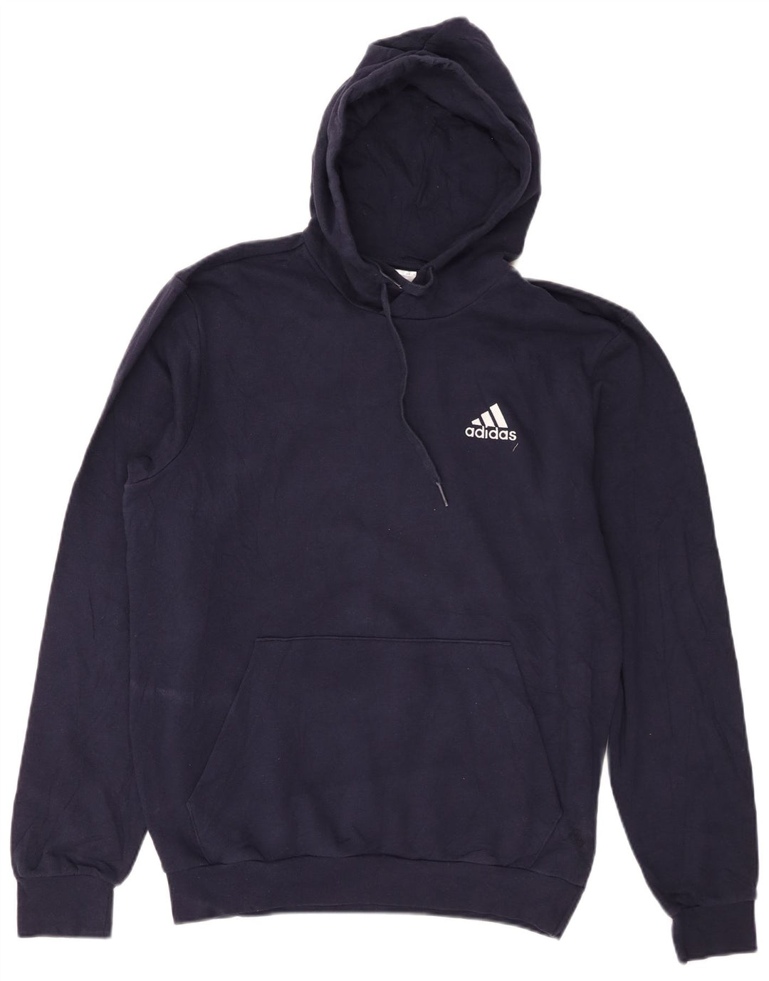 Adidas Mens Hoodie Jumper Médio Azul Marinho Algodão