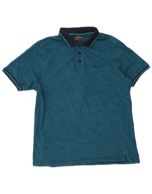 Camisa polo masculina Pierre Cardin Regular Fit grande algodão listrado azul