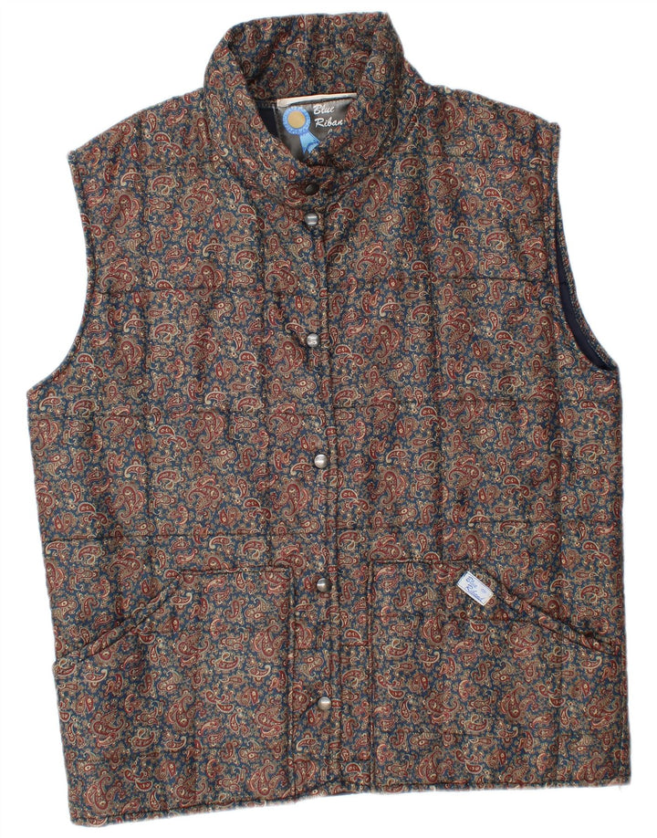 Colete acolchoado feminino VINTAGE UK 18 XL azul paisley
