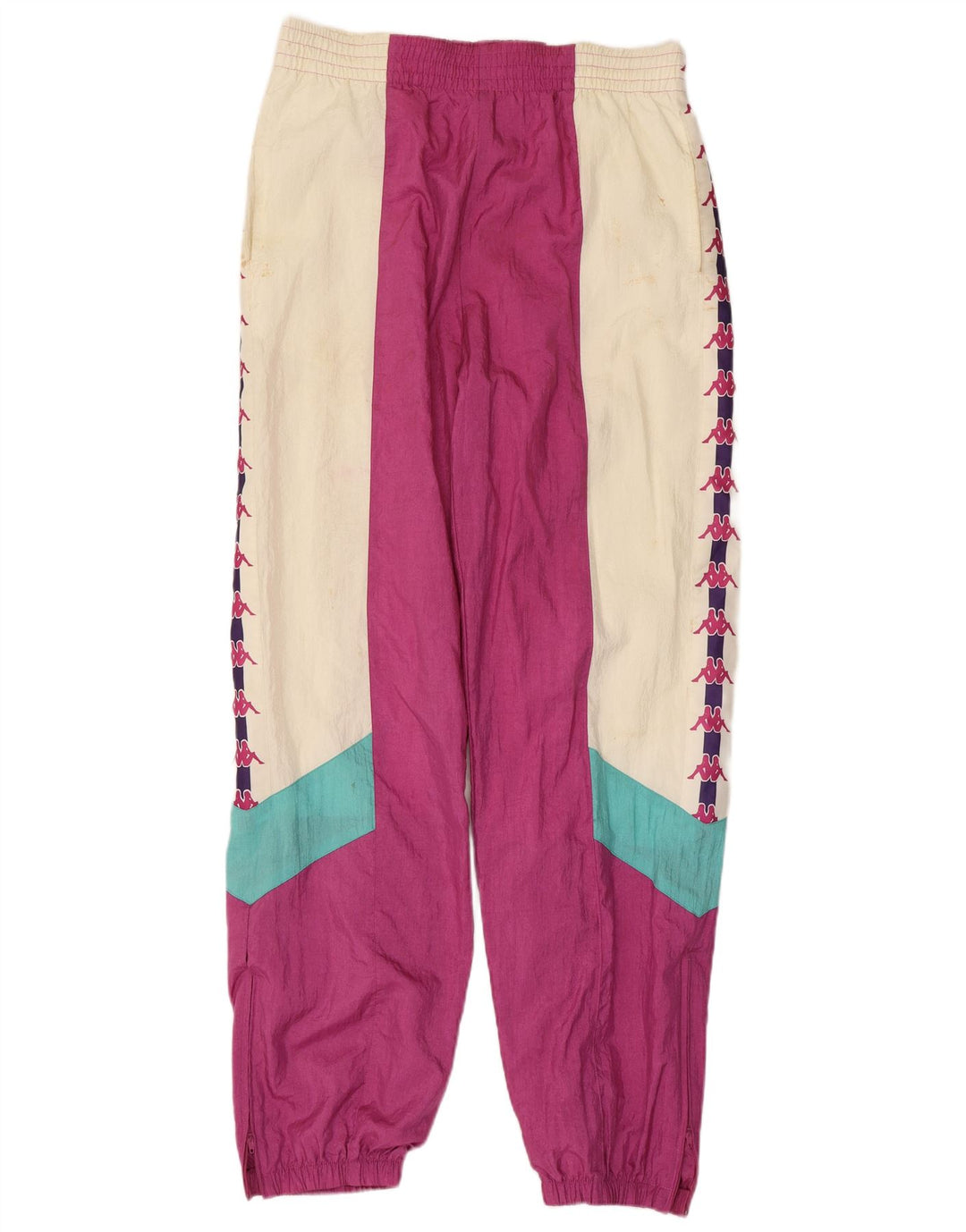 KAPPA Calça de treino masculina gráfica Joggers grande bloco colorido rosa