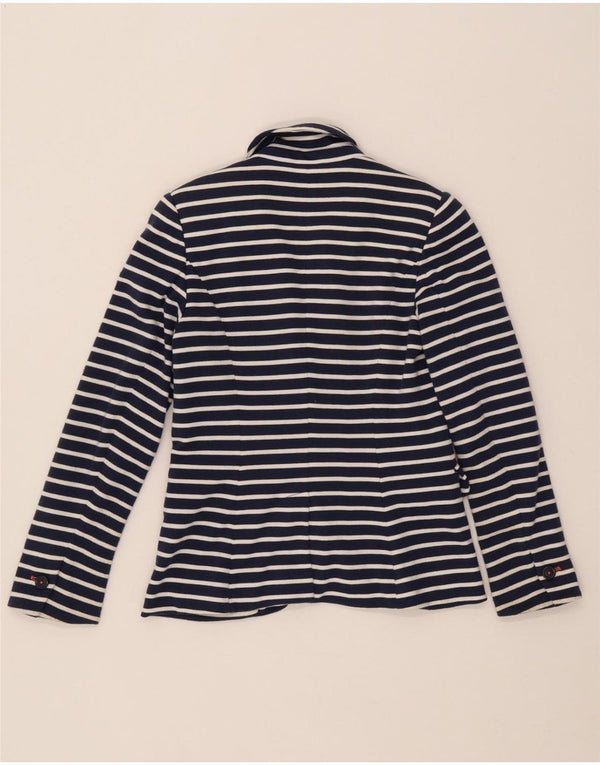 Jaqueta blazer feminina Joules com 1 botão Reino Unido 6 XS azul marinho poliéster listrado
