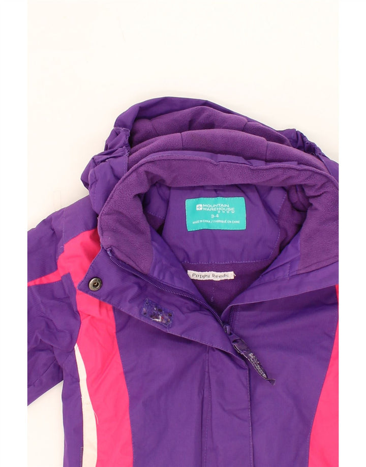 MOUNTAIN WAREHOUSE Girls Hooded Windbreaker Jacket 3-4 Years Purple Vintage Mountain Warehouse and Second-Hand Mountain Warehouse from Messina Hembry 