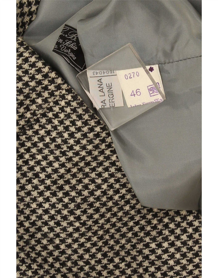 Jaqueta blazer feminina vintage com peito duplo IT 46 grande houndstooth preto