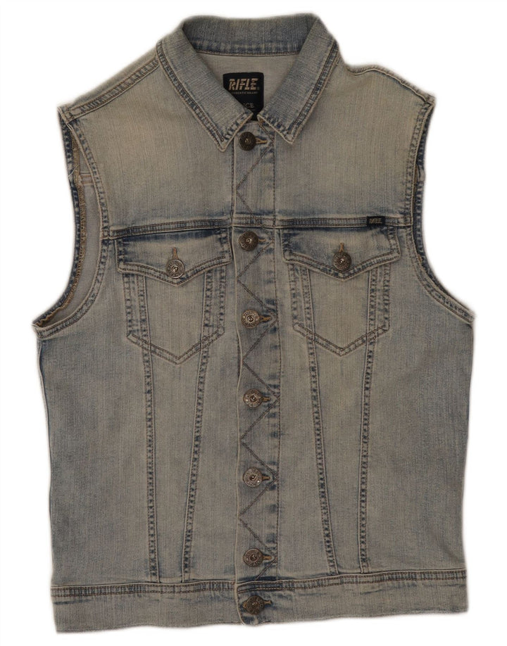 Rifle Mens Denim Gilet UK 38 Algodão Azul Médio