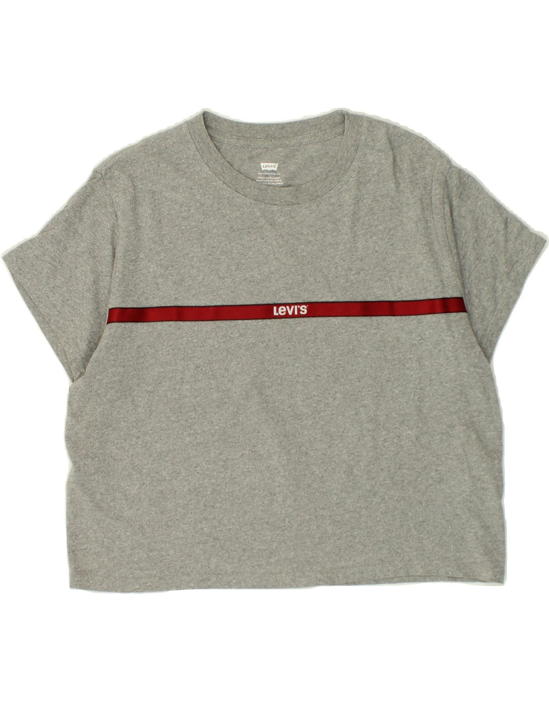 LEVI'S Womens Crop T-Shirt Top UK 14 Medium Grey Cotton Vintage Levi's and Second-Hand Levi's from Messina Hembry 