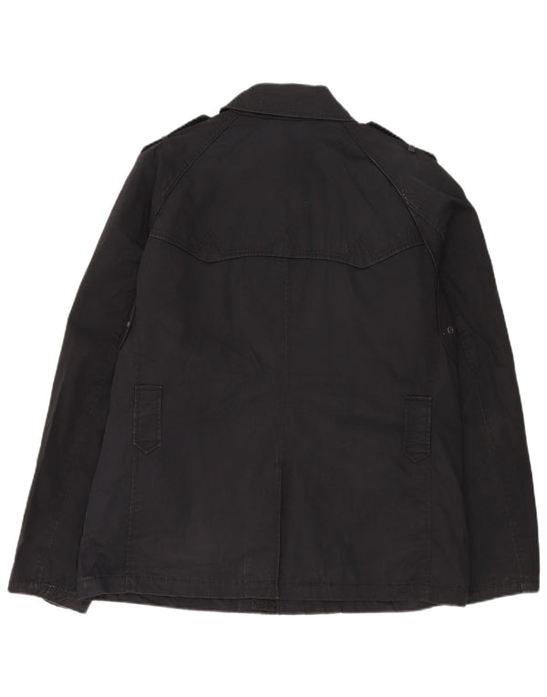 Jaqueta militar masculina ZARA UK 42 XL algodão azul marinho