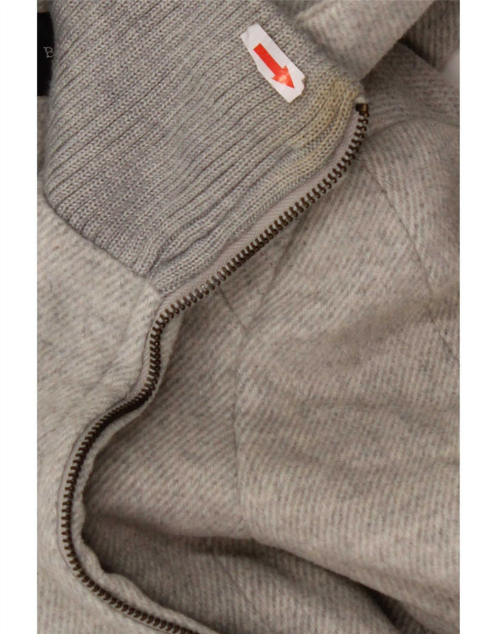 Sobretudo feminino com capuz Zara UK 12 acrílico cinza médio