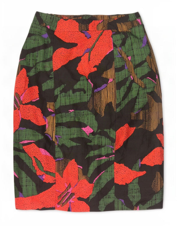 Saia reta feminina vintage W24 XS floral multicolorido