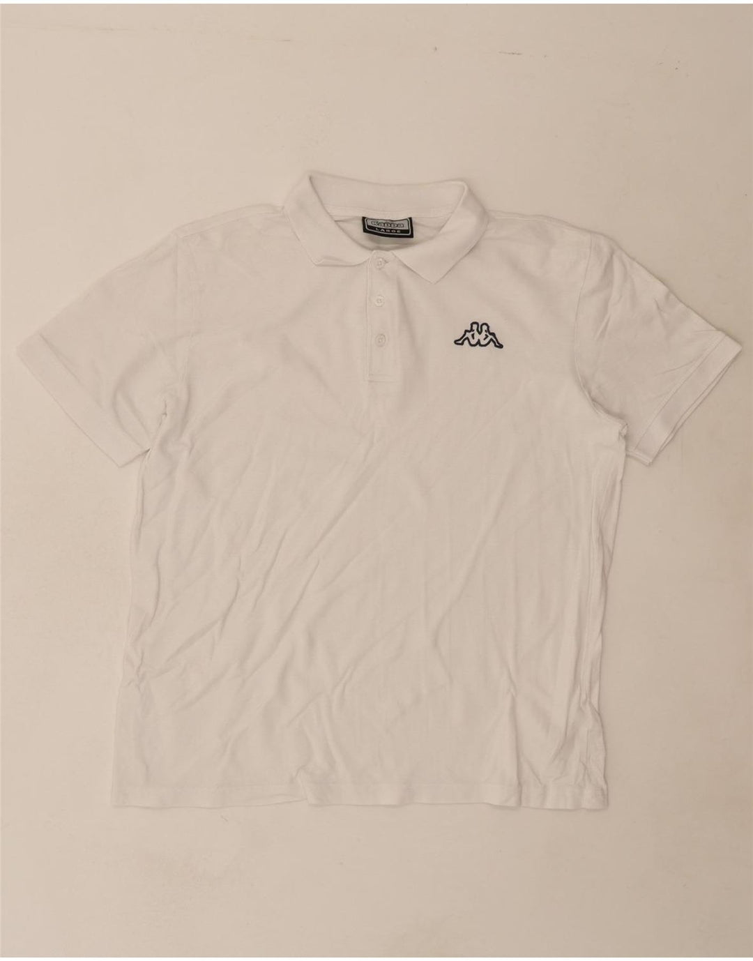 KAPPA Mens Polo Shirt Large White Cotton Vintage Kappa and Second-Hand Kappa from Messina Hembry 