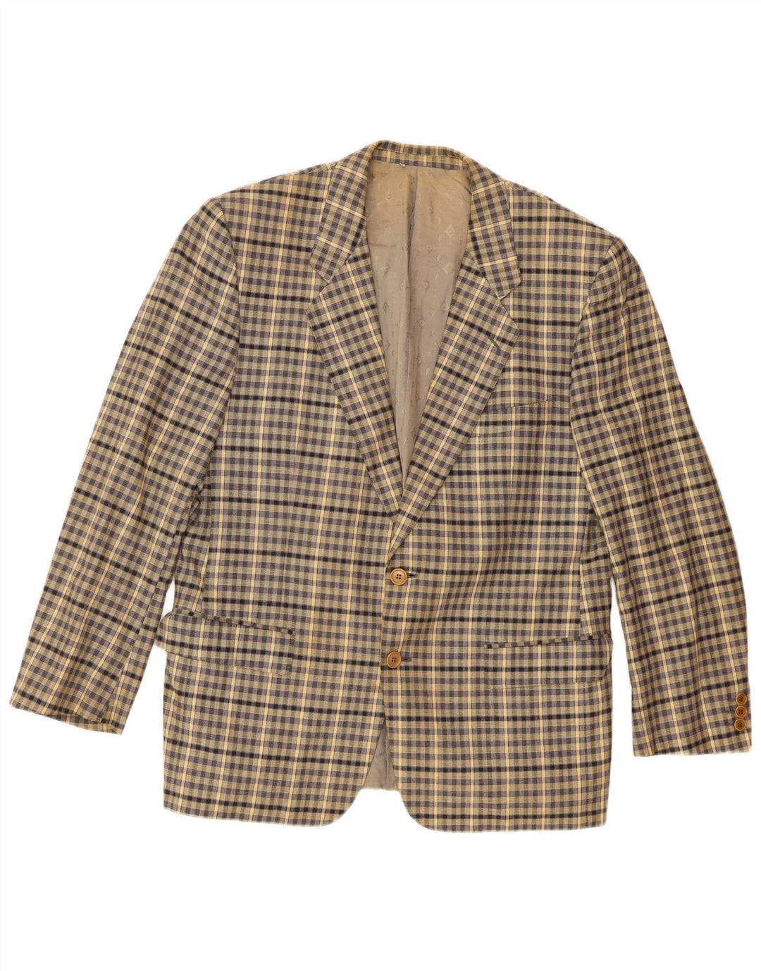 Roberta di Camerino Jaqueta blazer masculina de 2 botões IT 52 XL Bege Gingham