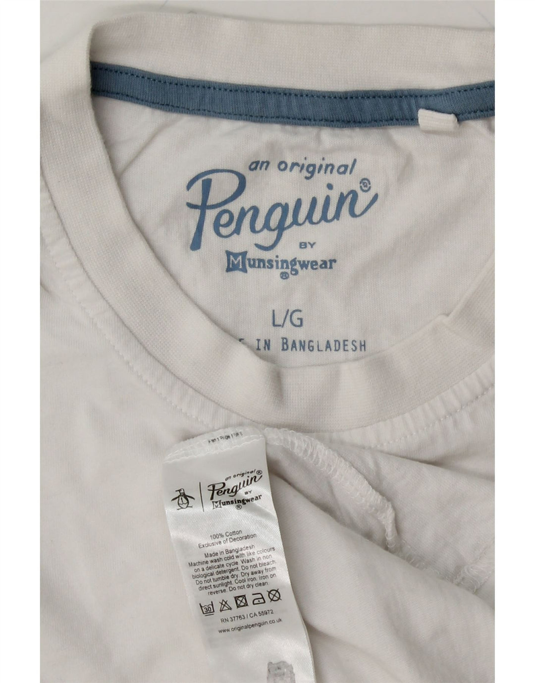 Camiseta masculina PENGUIN grande algodão manchado branco