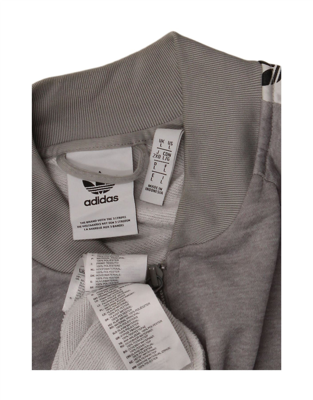ADIDAS Mens Graphic Tracksuit Top Jacket Grande Cinza Colorblock Poliéster