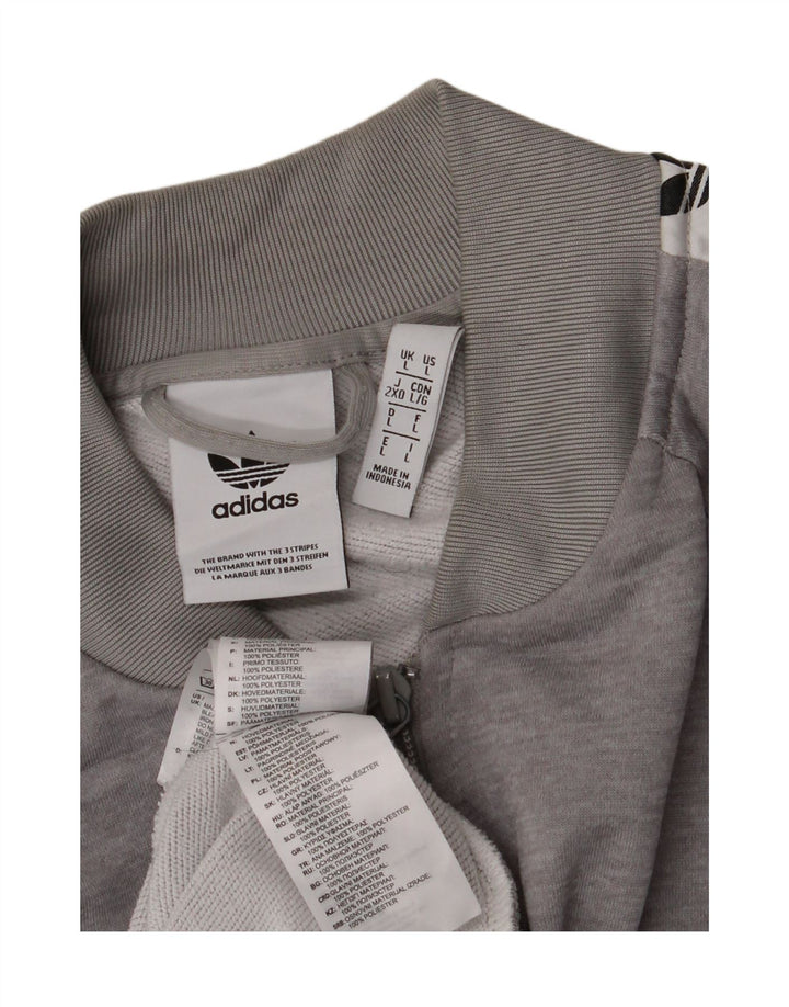 ADIDAS Mens Graphic Tracksuit Top Jacket Grande Cinza Colorblock Poliéster