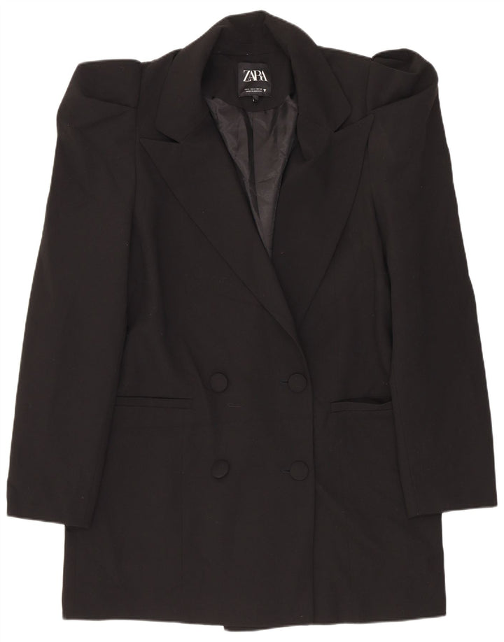 Jaqueta blazer feminina Zara com peito duplo grande, Reino Unido 10, pequena, preta