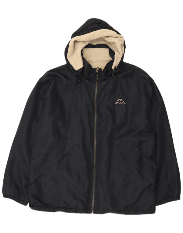 Jaqueta corta-vento masculina reversível com capuz Kappa Reino Unido 40 grande azul marinho