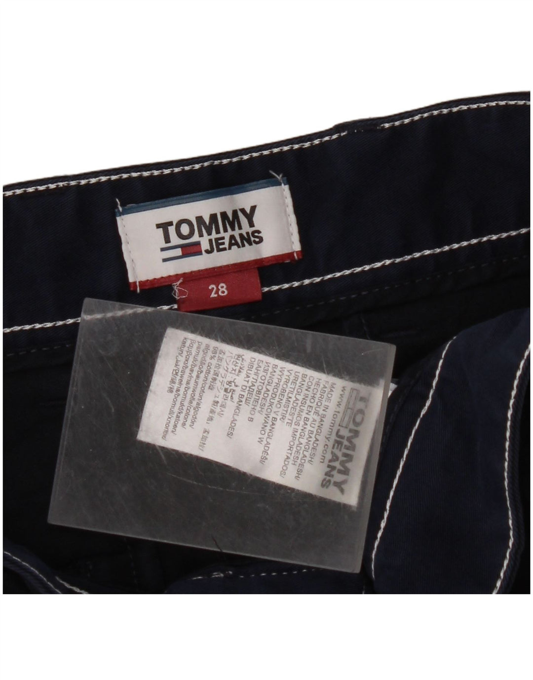 Shorts Chino masculino TOMMY HILFIGER W28 pequeno algodão azul marinho