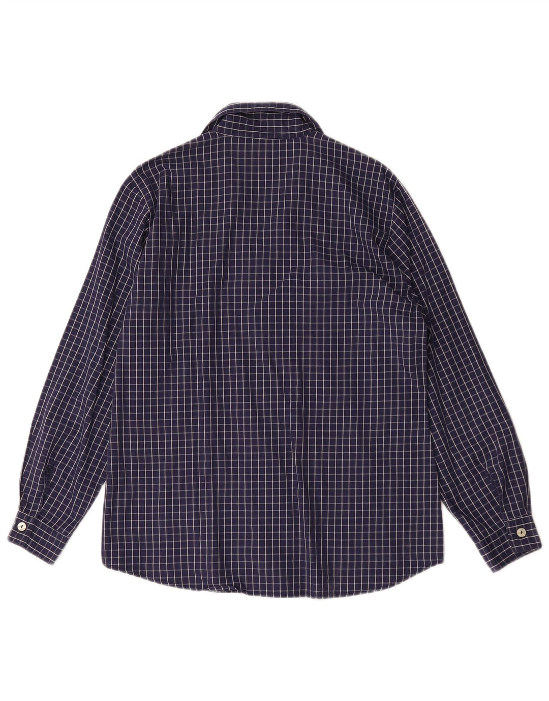 Camisa feminina Benetton IT 44 algodão xadrez médio azul marinho