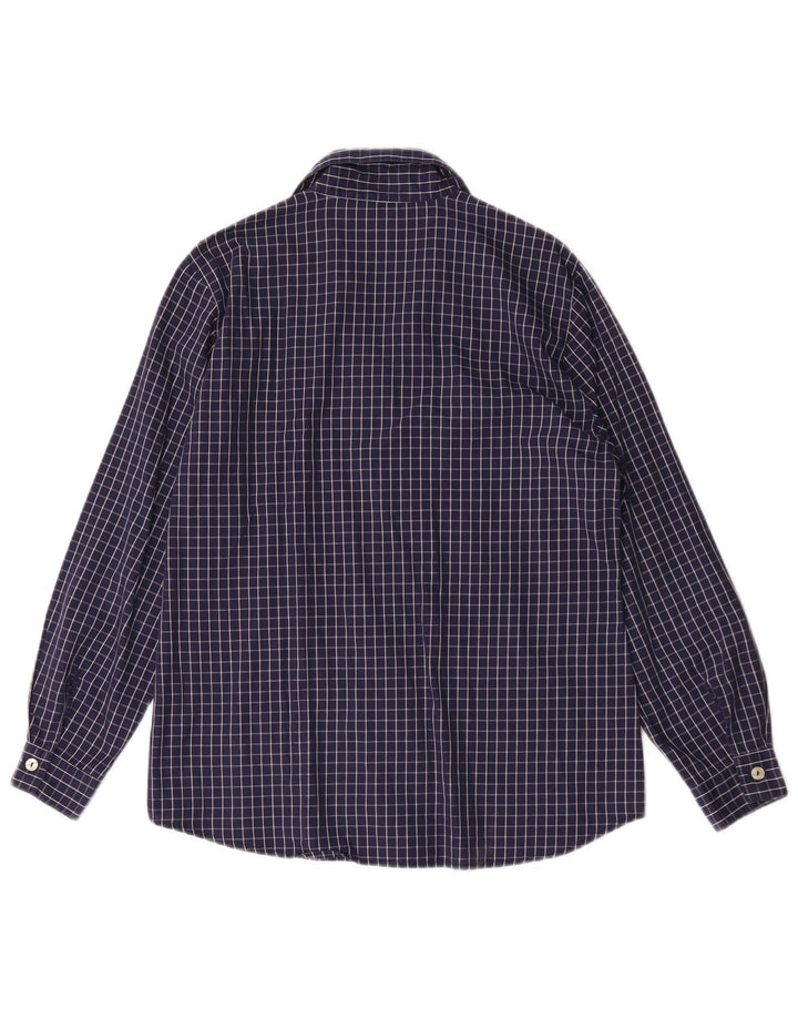 Camisa feminina Benetton IT 44 algodão xadrez médio azul marinho