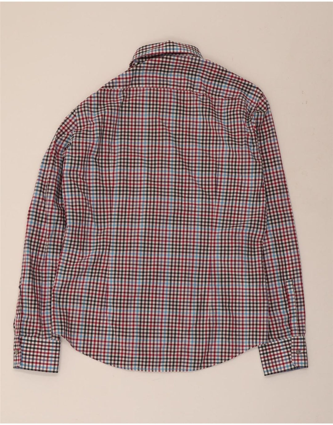 Camisa masculina slim fit HUGO BOSS de algodão guingão multicolorido médio